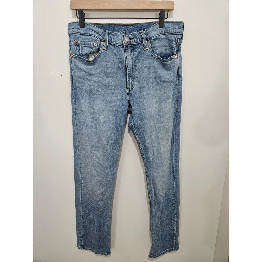 Levis 513 Slim Straight Jeans Mens 32x32 Blue Light Wash Denim Pants